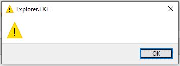 Explorer Exe Blank Message With Yellow Exclamation Mark Windows