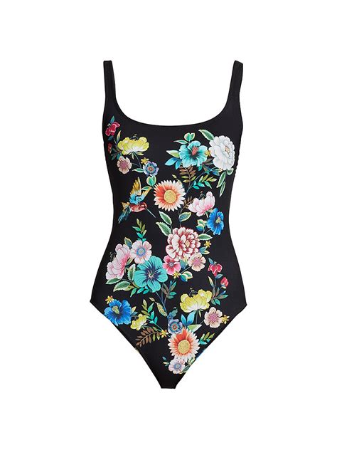 Johnny Was Evening Palace Floral One Piece Swimsuit Neutral