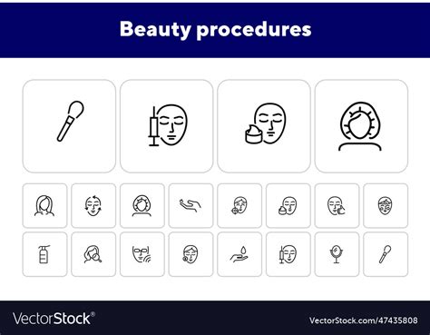 Beauty Procedures Line Icon Set Royalty Free Vector Image