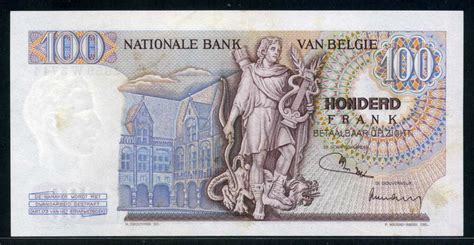 Belgium banknotes 100 Belgian francs banknote of 1971 Lambert Lombard ...