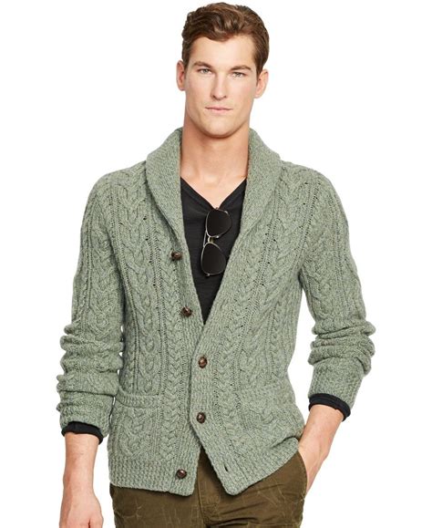 Polo Ralph Lauren Wool Cable Knit Cardigan Mens Cardigan Sweater