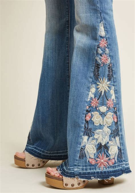 Driftwood The Joy Of Embroidery Flared Jeans In Stone Wash In 25