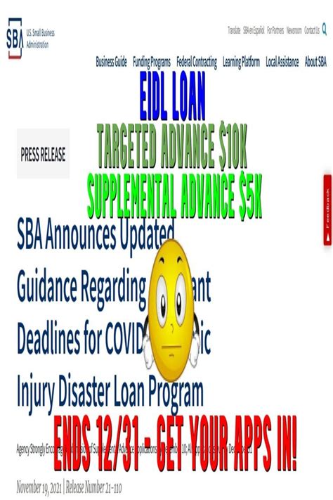 Ends December Sba Eidl Loan Program Targeted Advance