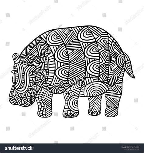 Cartoon Image Hippopotamus Pencil Sketch Drawn Stock Illustration ...