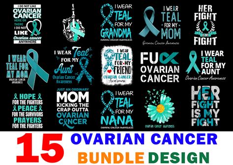 15 Ovarian Cancer Awareness Shirt Designs Bundle For Commercial Use