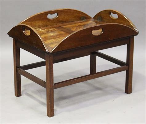 A Late 20th Century Reproduction Mahogany Butlers Tray Coffee Table