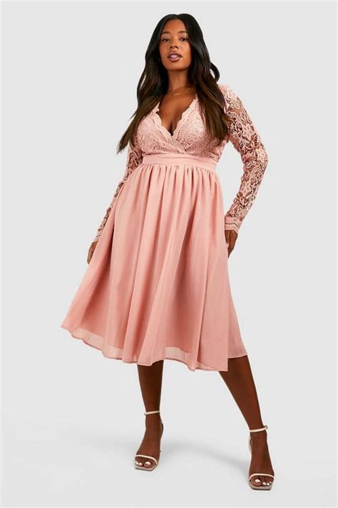 Plus Lace Midi Skater Dress Boohoo Uk