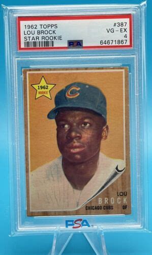 1962 Topps 387 LOU BROCK PSA 4 Rookie Card RC CHICAGO CUBS Legend HOF