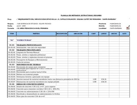 Planilla De Metrados R Huaman Aponte Udocz