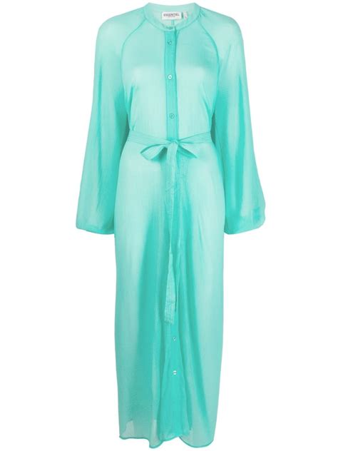 Essentiel Antwerp Flared Belted Shirt Dress In Blue Lyst