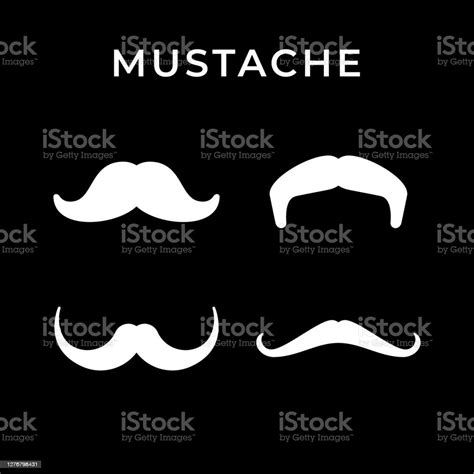 Set Icons Of Retro Mustache Stock Illustration Download Image Now Adult Artificial Barber