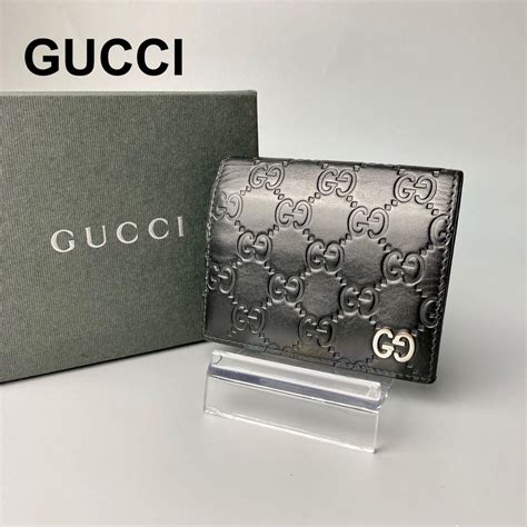 最終お値下げ⭐︎gucci 二つ折り財布 マイクロ Gg シマレザー 黒