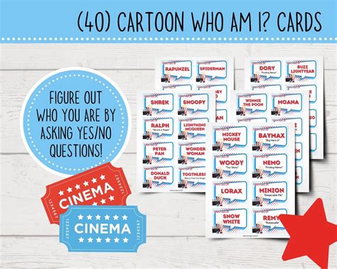 Who Am I Game Cartoon Characters Edition Printable Who Am Etsy