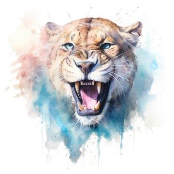 Premium AI Image | Watercolor painting of smilodon with white background