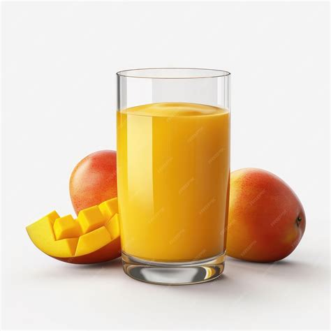 Jugo De Mango Con Toques De Fruta De Mango En Una Foto De Estudio De