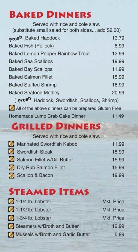 West Boylston Seafood & Restaurant menu in West Boylston, Massachusetts ...