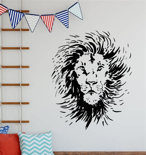 Vinyl Wall Decal Abstract Lion Head Wild African Animal Kids Room Stic