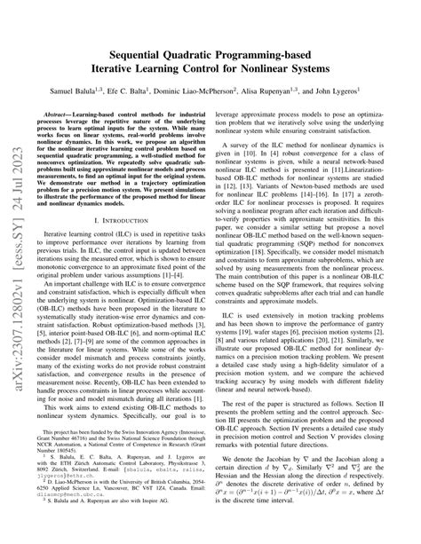 PDF Sequential Quadratic Programming Based Iterative Learning Control