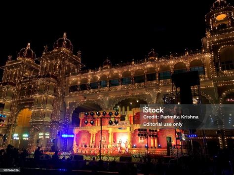 Mysore Palace Road Decked Up For Dussehra Stock Photo - Download Image ...