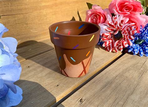 Ice Cream Flower Pot 35 Inch Chocolate Terra Cotta Clay Etsy