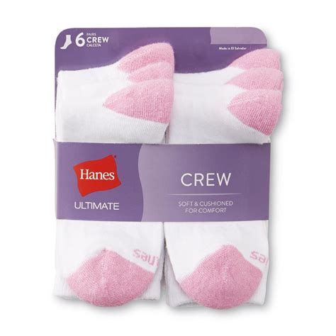 Hanes Womens Crew Socks Mixed Colors - at - socksinbulk.com - Socksinbulk.com