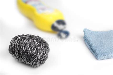 Stainless Steel Wool Scrubber Sponge for Kitchen Cleaning Stock Photo ...