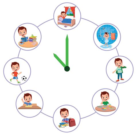 conjunto de actividades de rutina diaria de niño de dibujos animados