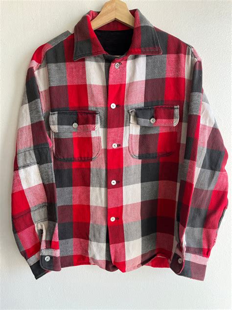 Vintage 1950s Plaid Cotton Flannel Shirt La Lovely Vintage