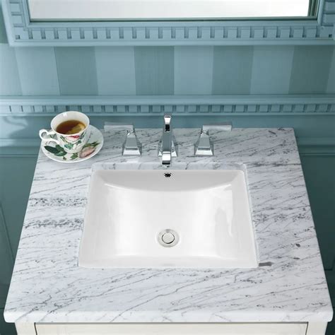 Md Bath White Ceramic Rectangular Undermount Bathroom Sink With