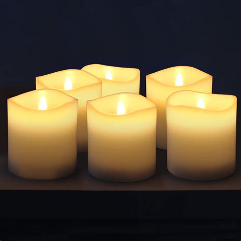 6 Pack Real Wax 3x3 Flameless Led Pillar Candles With Remote And Timer