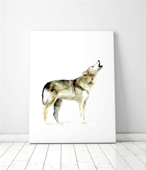 Howling Wolf Watercolor Painting Art Print Animal Painting - Etsy