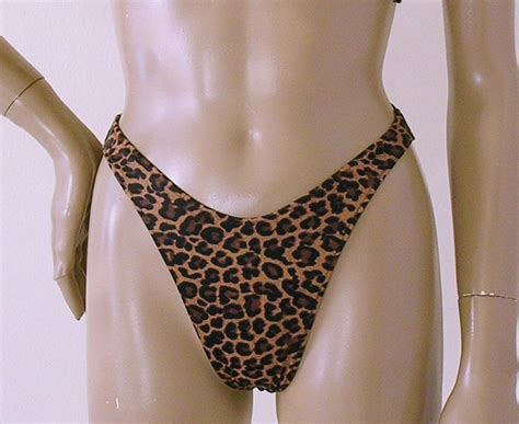 S S High Leg Brazilian Bikini Bottom In Brown Leopard Print In S M L XL Etsy