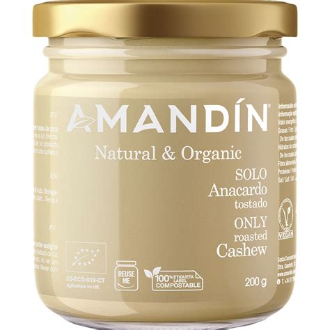 Crema Ecol Gica De Anacardo Tostado Sin Gluten Tarro G Amandin