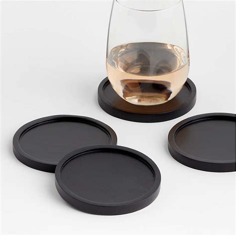 Tondo Ebonized Wood Coasters Set Of Reviews Crate Barrel