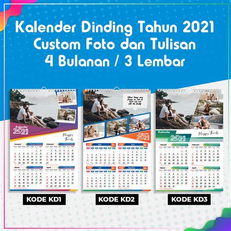 Jual Kalender Dinding 4 Bulan Custom 3lembar Indonesiashopee Indonesia