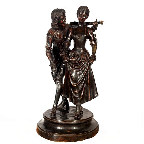 Bronze French Man And Woman Sculpture Metropolitan Galleries Inc