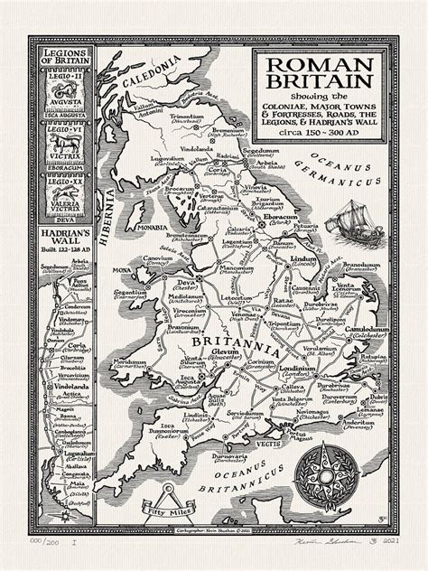 Hand-drawn Roman Britain Map Fine Art Print by Manuscript Maps - Etsy