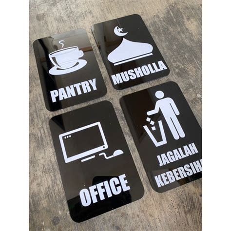 Jual Signage Akrilik Hitam Mushola Pantry Kantin Office Jaga