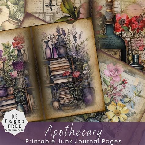 Apothecary Junk Journal Pages Junk Journal Kit Digital Scrapbook Paper