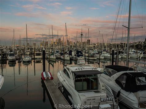 Sunset Over Westhaven Marina and Auckland Harbour Bridge • Albom Adventures