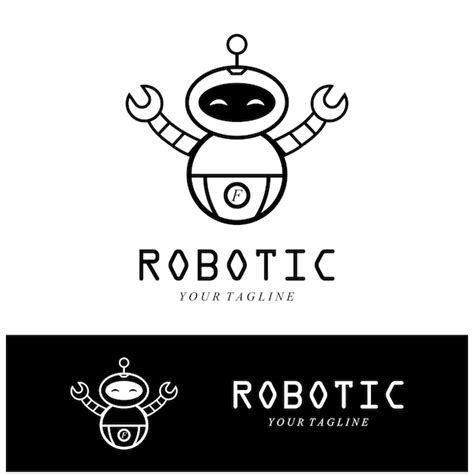 Gl Ckliche Roboter Logo Design Vorlage Premium Vektor