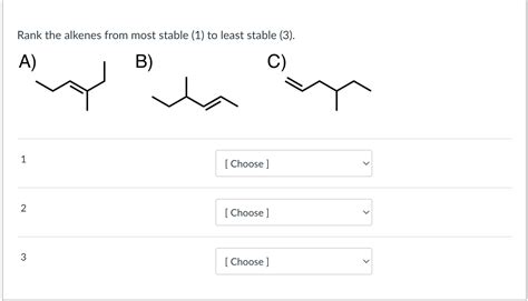 Solved Rank The Alkenes From Most Stable To Least Stable Chegg