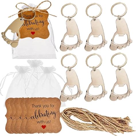 Amajoy Pieces Footprint Keychain Bottle Opener Baby Shower Favors