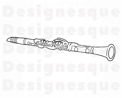 Clarinet Outline SVG Clarinet Clipart Clarinet Files for | Etsy