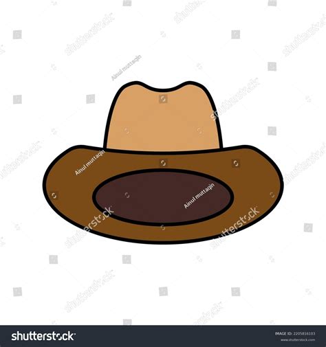 Cartoon Cowboy Hat Flat Color Simple Stock Vector (Royalty Free ...