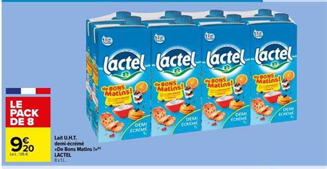 Promo Lait U h t Demi écrémé de Bons Matins Lactel chez Carrefour