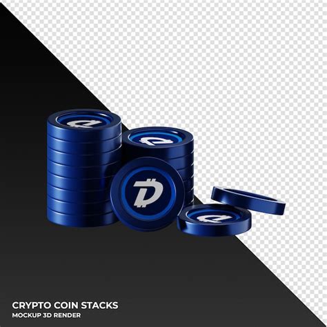 Premium Psd Digibyte Dgb Coin Stacks Cryptocurrency D Render