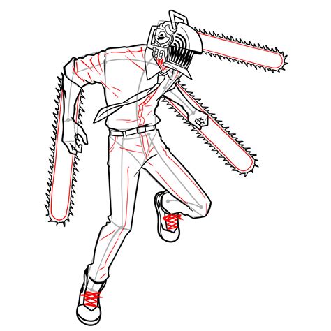 How To Draw Chainsaw Man Full Body 34 And Front View Stances