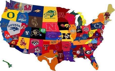 Map of the U.S. by college sports team. Love it. | College football ...