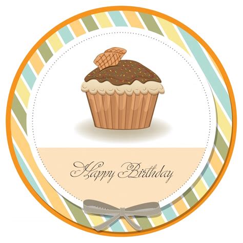 Carte De Joyeux Anniversaire Avec D Licieux Cupcake Vecteur Premium